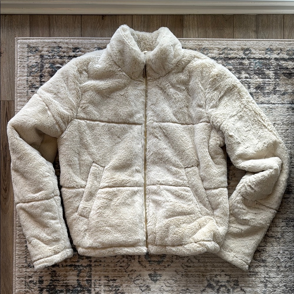 Ardene Cream Teddy Jacket Cozy Insulated Design